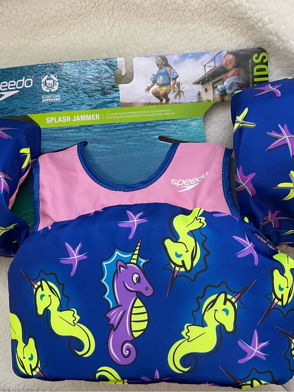 Speedo Kids Blue & Pink Seahorse Float Swim Vest